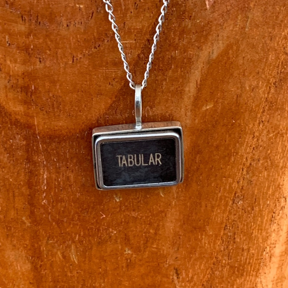 Silver And Black Tabular Typewriter Key Pendant N… - image 4